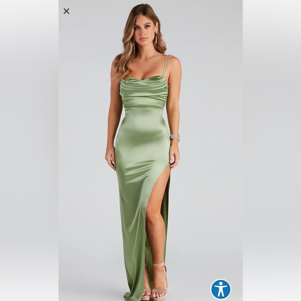 Windsor Store Lola High Slit Satin Dress